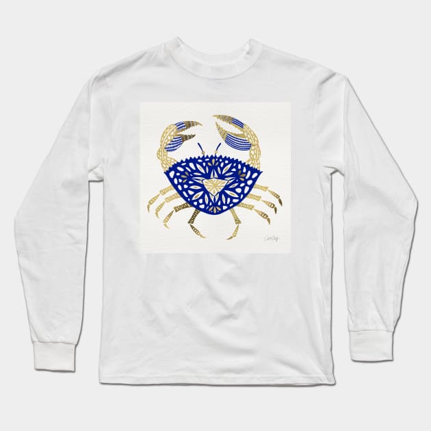 Navy Gold Crab Long Sleeve T-Shirt by CatCoq